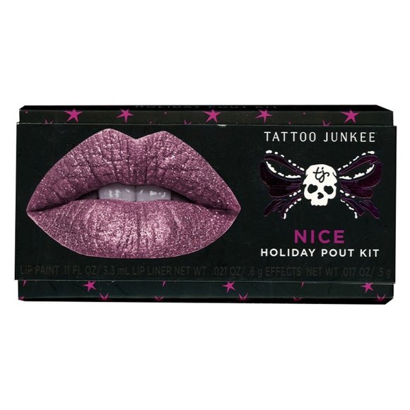 Tattoo Junkee Nice Holiday Pout Kit - 3 pc -  Lip Paint + Lip Liner + Effects - Picture 1 of 5